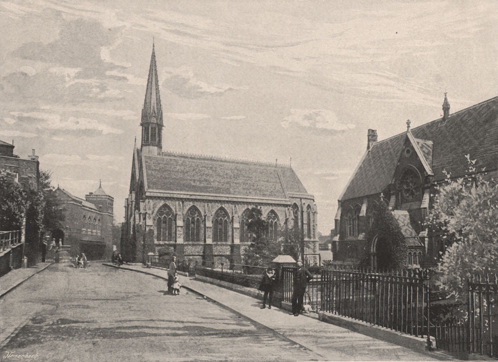 Harrow School. The Chapel and Library. London. Education 1896 old print